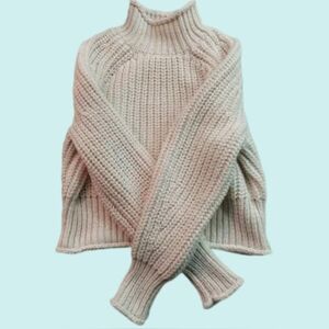 H&M Cream Ribbed Turtleneck Sweater